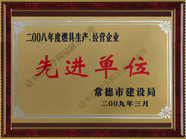 2008年度燃具生產(chǎn)、經(jīng)營(yíng)企業(yè)先進(jìn)單位